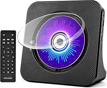 Desktop CD Player with Speakers, ROADOM CD Players for Home, Portable CD Player with Bluetooth Hi-Fi Stereo Sound,Remote Control,Supports CD/Bluetooth/FM Radio/U Disk/AUX/Timer/Repeat,Black
