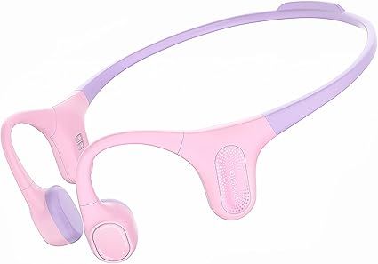 mojawa Aerra Bone Conduction Sport Headphones, IP67 Waterproof Workout Earphones, Open-Ear, Wireless Bluetooth with Mic, Secure and Comfortable for Running and Cycling, Pink and Purple