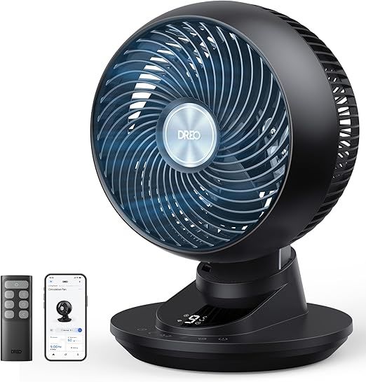 DREO Smart Fan for Bedroom, Powerful 85 ft Airflow, 12 Inches, Desk Fans in 20dB Quiet, 90°+90° Oscillation, App/Voice Control, 9 Speeds & 8/12H Timer for Home Office Dorm