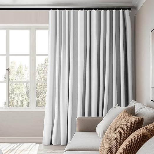 Room Divider Curtain - Total Blackout Privacy Panel, Thermal Insulated, Noise Reduction for Bedroom, Living Room, Window - Ceiling Track W 100 × H 84 in White