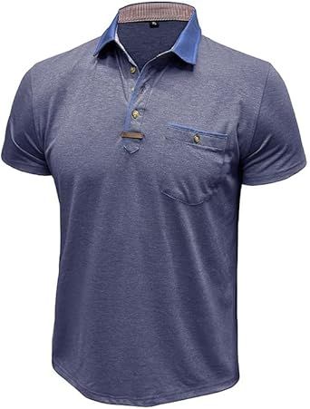 Fashion Men's Sports Short Sleeves Vintage Polyester Lapel T-Shirts Casual Outdoor Breathable Tops
