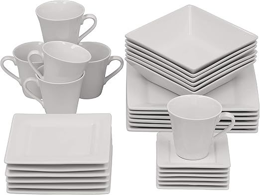 10 Strawberry Street Nova Square 30 pc Dinnerware Set, Cream White
