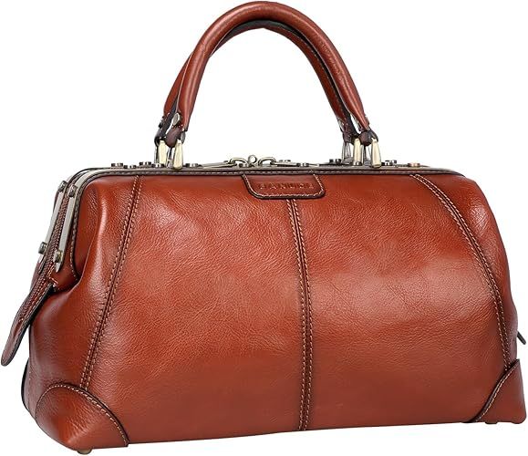 Banuce Leather Handbags for Women Full Grain Italian Leather Doctor Bag Purse Ladies Satchel for 9.7 inch iPad Vintage Brown