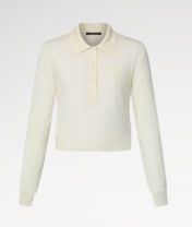 Mahina patterned long-sleeved polo shirt