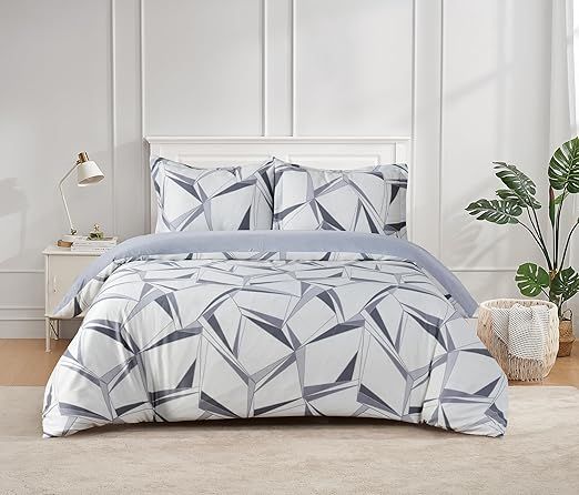 Majestic Giftware Madison Linen 8-Piece Twin Size Bedding Set (BL500-T-2) | Tokyo Comfort - Ash 300 Thread Count Cotton Sateen | 2 Fitted Sheets, 2 Duvets, 4 Pillowcases | Soft & Luxurious