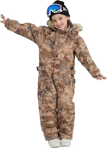 Kids Girls Boys Waterproof Colorful One Piece Snowsuits Coveralls Ski Suits Jackets Winter Jumpsuits