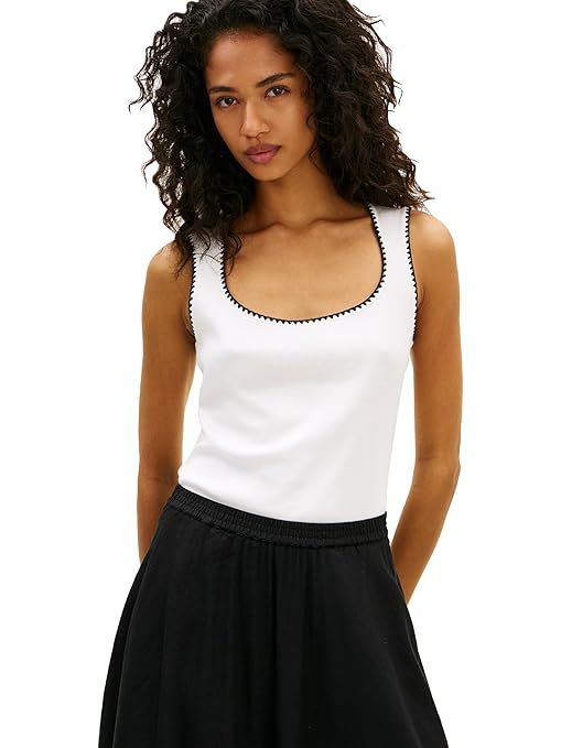 Tommy Hilfiger Womens Cotton Sleeveless Scoop Neck Tank with Collar Design