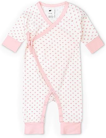 monica + andy Kimono Tie Long Sleeve One Piece, 100% Organic Baby Clothes for Girls & Boys, Preemie, Newborn & Infant