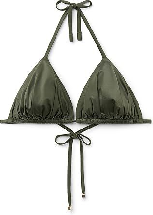 CALZEDONIA Woman's Removable Padding Triangle Swimsuit Top Shiny Satin