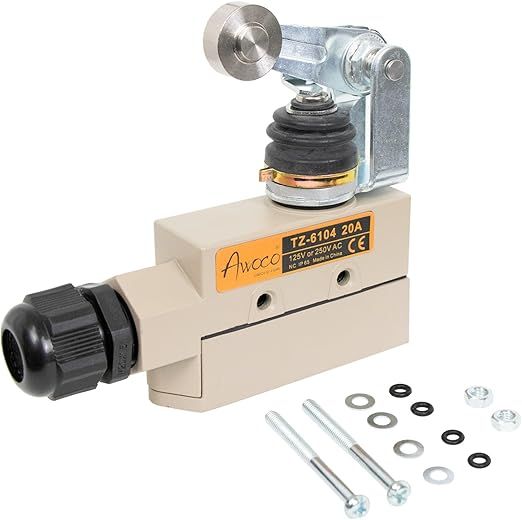 Awoco Heavy Duty Commercial Door Micro Switch with Roller Plunger for Air Curtains, 250V 20A IP 65 Limit Switch Type NO and Type NC (TZ-6104-20A)