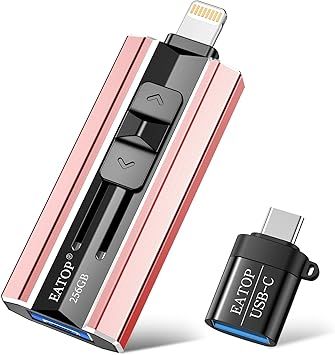 256GB Flash Drive Intended for Phone Tablet Androidphone and Computers, 4 in 1 Photo Stick for Phone Memory Storage Easily Backup Photos Videos, Plug and Play, No App Required (Light Pink)