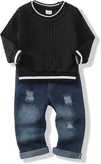 XUANHAO Baby Boy Clothes Infant Toddler Boy Outfits 12 18 24 Months 2T 3T 4T 5T Jeans Pants Clothing Set Fall Winter Clothes