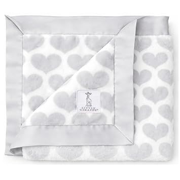 Little Giraffe Luxe Baby Blanket – 29x35” Satin Trim, Heart Army Silver | Ultra-Soft, Hypoallergenic Stroller & Nursery Blanket | Perfect for Newborns & Toddlers