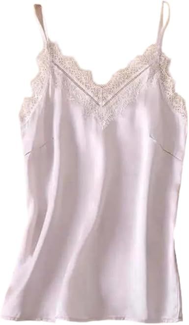 Women's Elegant V-Neck Sleeveless Lace Patchwork Cami Top Summer Pullover Tank Blouse