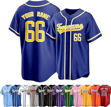 Custom Baseball Jersey Personalized Team Uniforms for Men Women Boys and Girls Add Your Name Number or Logo