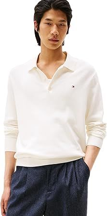Tommy Hilfiger Men's Cotton Cashmere Long Sleeve Pullover Sweater Polo
