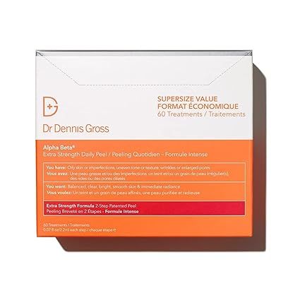 Dr. Dennis Gross Alpha Beta Extra Strength Daily Peel – 2-Step Exfoliating Pads for Enhanced Anti-Aging, Smoother Skin, and Radiant Complexion, 60 Treatments