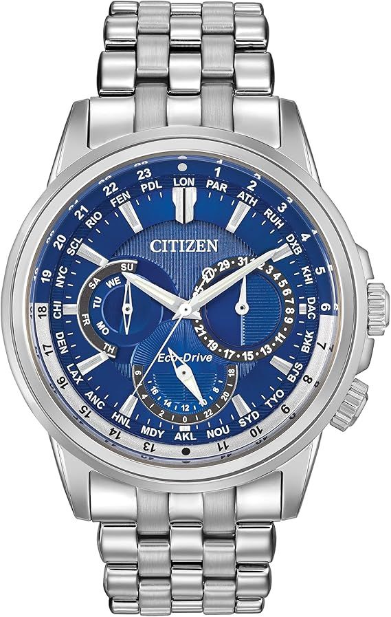Citizen Men's Eco-Drive Calendrier Classic Watch, 12/24 Hour Time, 3-Hand Day and Date, Chronograph, Luminous Hands