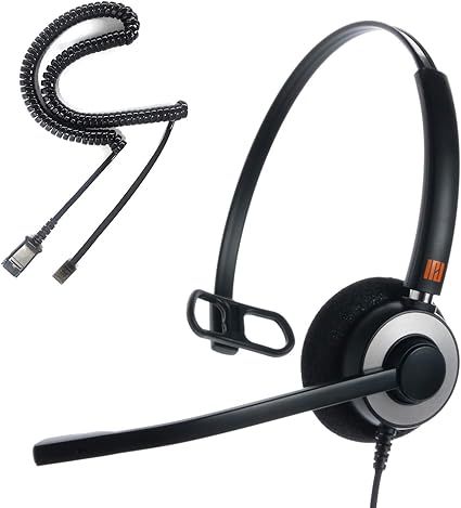 IPD IPH-160 Phone Headset with Noise Cancelling Microphone for Office and Call Center- Comapatible with Polycom VVX, Aastra,Avaya Digital, Nortel,Samsung,Mitel landline Phones.