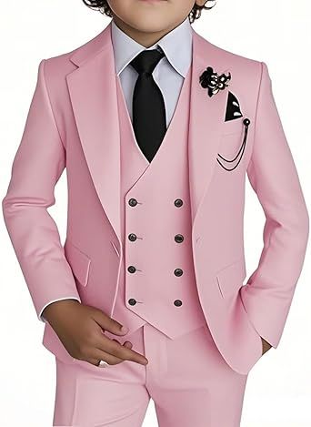 Boy's 4 Piece Suit Slim Fit Suit One Button Formal Wedding Suits Prom Dress Suit with Tie