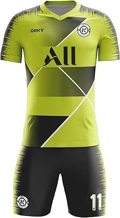 ORKY Men Customize Soccer Jersey with Short, Personalized Name Number Team Outfit, Custom Made Footbal Tournament Uniform