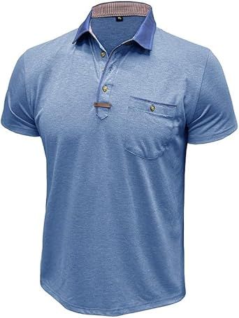 Fashion Men's Sports Short Sleeves Vintage Polyester Lapel T-Shirts Casual Outdoor Breathable Tops