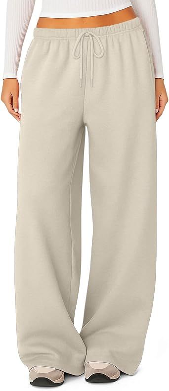 HeSaYep Women's Fleece Lined Sweatpants Winter Warm Wide Leg Sweat Pants Baggy Casual Pants with Pockets