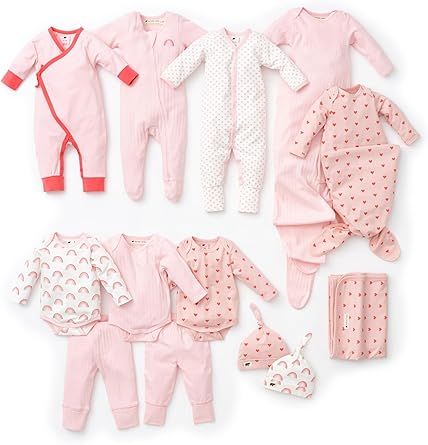 MONICA + ANDY Soft Start Box, Organic Cotton Baby Clothes Set, Super Soft 13-Piece Newborn & Infant Baby Gift Set