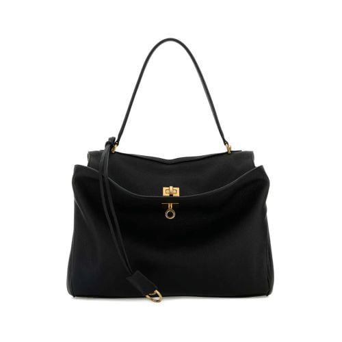 BALENCIAGA Balenciaga Leather Slouchy Shoulder Bag - Black