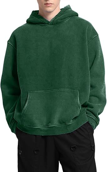 FAIABLE Mens Hoodies Oversized Unisex Acid Wash Hoodie Heavyweight Fleece Vintage Cotton Sweatshirt Men Women Streetwear
