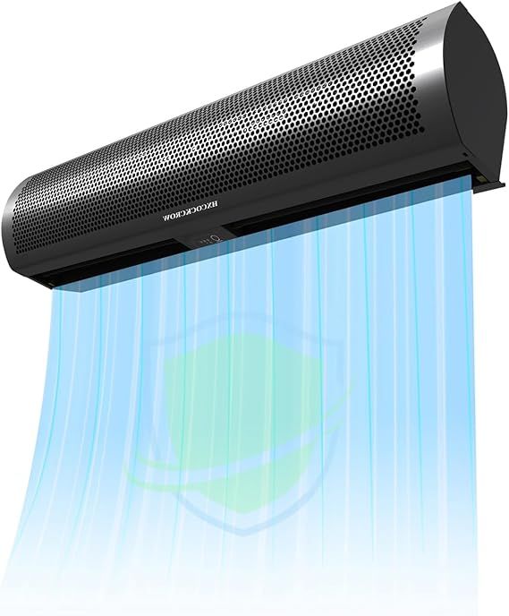 36’’ Air Curtain for Doors Commercial,【New Upgrade】 Matte Black Air Door Fan with Door Magnetic Switch for Home Restaurant Shop Garage, 2-Speed Indoor Curtain Fan, High Power & Slim
