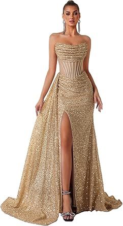 Cocktail Evening Gowns Formal Dresses for Women Sequin Tulle Wedding Guest Party Sexy Off Shoulder Floor Length Prom Dress