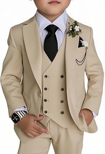 Boy's 4 Piece Suit Slim Fit Suit One Button Formal Wedding Suits Prom Dress Suit with Tie