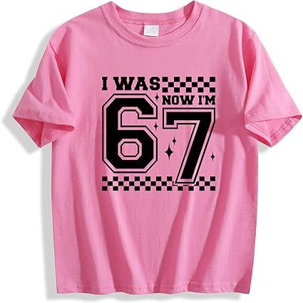 Kids I was 6 Now I'm 7 67 Six Seven 6 7 Cotton T-Shirt Tee Shirt for Boys Youth