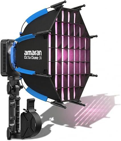 Amaran Ray 60c Full Color COB LED Video Light, 60W Ultra-Compact Travel Light with Octa Dome 30 Softbox, USB-C PD Power, IP54, OmniColor Engine, 2,300K-10,000K, App/NFC Control, Bowens Mount