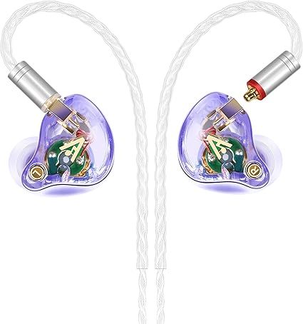 Vibes 202 Wired Earbuds - HiFi in Ear Monitor Headphones – Professional Noise Isolating Ear Buds - Clear Sound, Deep Bass & Comfort-Fit IEM Earphones - MMCX to 3.5mm, Silver Plated Cord, Carrying Case