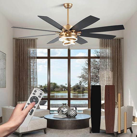 72 Inch Gold Ceiling Fans with Lights Reversible Quiet DC Motor 6 Speeds Large Modern Ceiling Fans with Remote Chandelier Fans for Bedroom Living Room