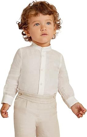 Abel & Lula Linen l/s Shirt for Baby-Boys Natural