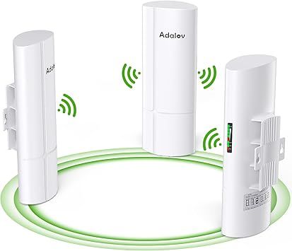 3PCS Wireless Bridge Kit, Gigabit Point to 2 Points Outdoor WiFi Bridges for 3Km Long Range Network Expansion, 5.8G High Speed WiFi to Ethernet CPE with 1000Mbps LAN Port for Garage, Barn, Farm