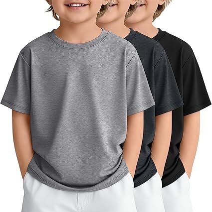 3 Pack Toddler Boys Short Sleeve Shirts Basic Crew Neck Loose Fit Tees Summer Casual Soft Shirts